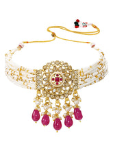 Gold Plated Ruby Crystal Bead Regal Necklace Set