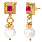 Gold Plated Ruby Pearl Ornate Necklace Set