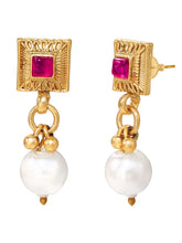 Gold Plated Ruby Pearl Ornate Necklace Set