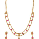 Gold Plated Ruby Statement Necklace Set