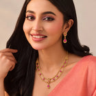Gold Plated Ruby Statement Necklace Set