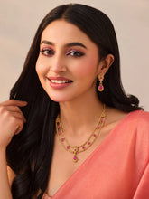 Gold Plated Ruby Statement Necklace Set