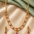 Gold Plated Ruby Statement Necklace Set