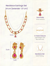Gold Plated Ruby Statement Necklace Set