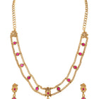 Gold Plated Ruby Statement Necklace Set