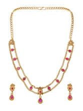 Gold Plated Ruby Statement Necklace Set