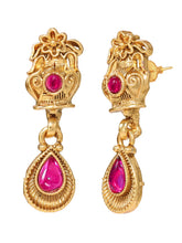 Gold Plated Ruby Statement Necklace Set