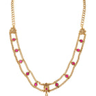 Gold Plated Ruby Statement Necklace Set
