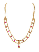 Gold Plated Ruby Statement Necklace Set