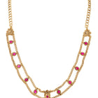Gold Plated Ruby Statement Necklace Set