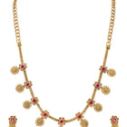 Gold Plated Ruby Traditional Necklace Set