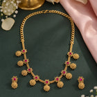 Gold Plated Ruby Traditional Necklace Set