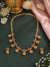 Gold Plated Ruby Traditional Necklace Set