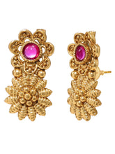 Gold Plated Ruby Traditional Necklace Set