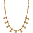 Gold Plated Ruby Traditional Necklace Set