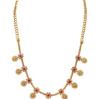 Gold Plated Ruby Traditional Necklace Set