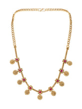 Gold Plated Ruby Traditional Necklace Set