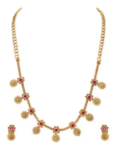 Gold Plated Ruby Traditional Necklace Set