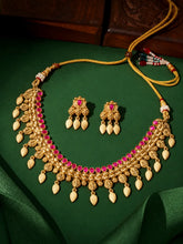 Gold Plated Ruby Radiant Necklace Set