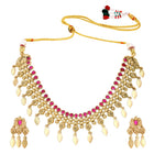 Gold Plated Ruby Radiant Necklace Set