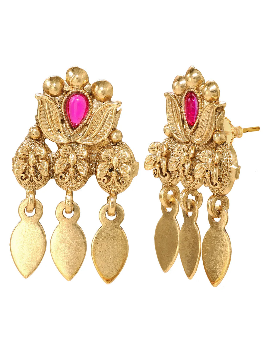 Gold Plated Ruby Radiant Necklace Set