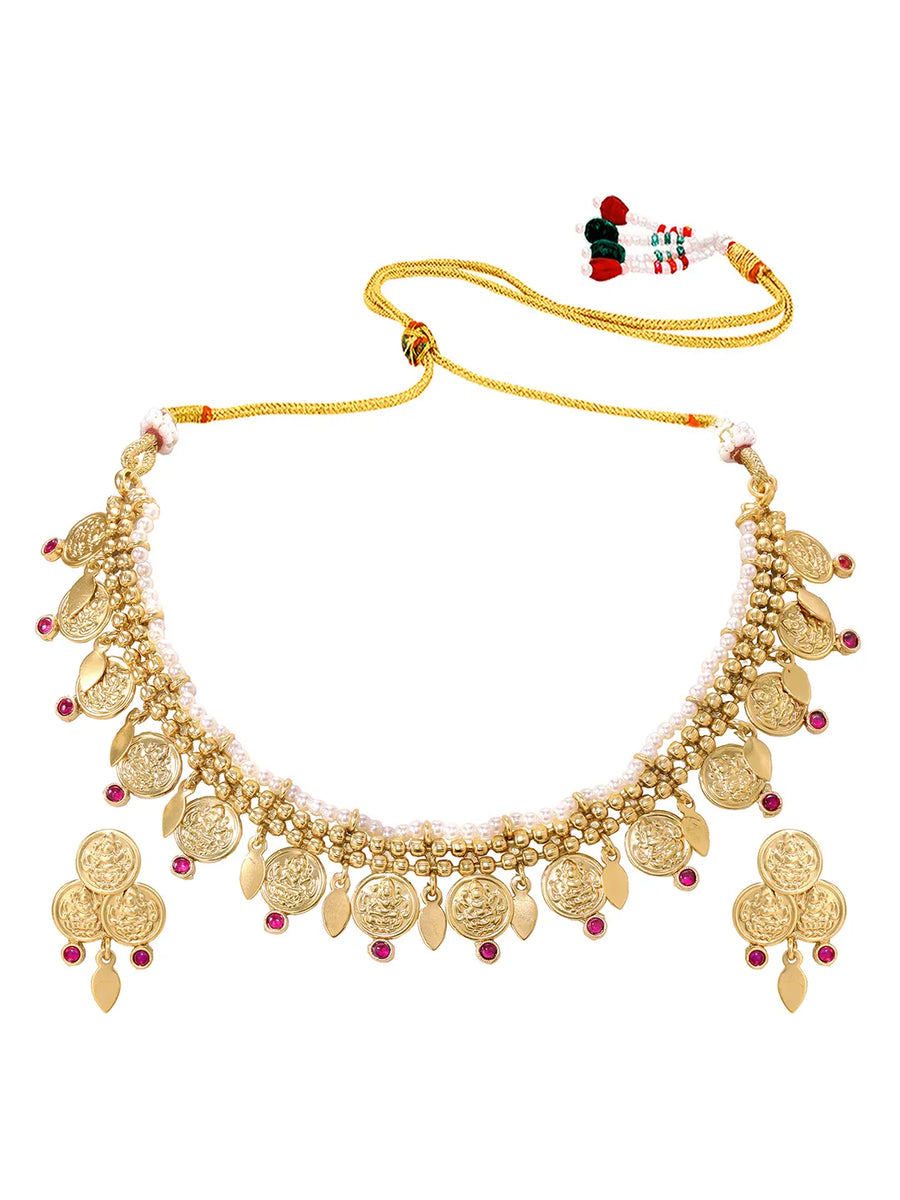 Gold Plated Ruby Majestic Necklace Set