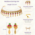 Gold Plated Pink Green Floral Necklace Set