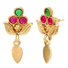Gold Plated Pink Green Floral Necklace Set