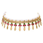 Gold Plated Pink Green Floral Necklace Set