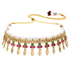 Gold Plated Pink Green Floral Necklace Set