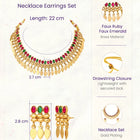 Gold Plated Pink Green Intricate Necklace Set