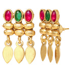 Gold Plated Pink Green Intricate Necklace Set