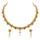 Gold Plated Green Pearl Grand Necklace Set