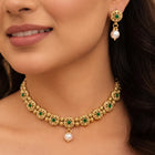 Gold Plated Green Pearl Grand Necklace Set