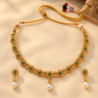 Gold Plated Green Pearl Grand Necklace Set