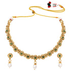 Gold Plated Green Pearl Grand Necklace Set