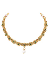 Gold Plated Green Pearl Grand Necklace Set