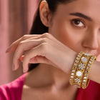 Gold Plated White Kundan Luminous Bangle Set