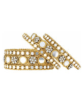Gold Plated White Kundan Luminous Bangle Set