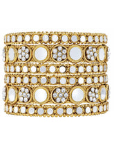 Gold Plated White Kundan Luminous Bangle Set
