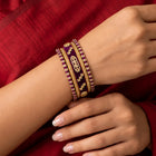 Gold Plated Pink Crystal Heritage Bangle Set