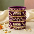 Gold Plated Pink Crystal Heritage Bangle Set