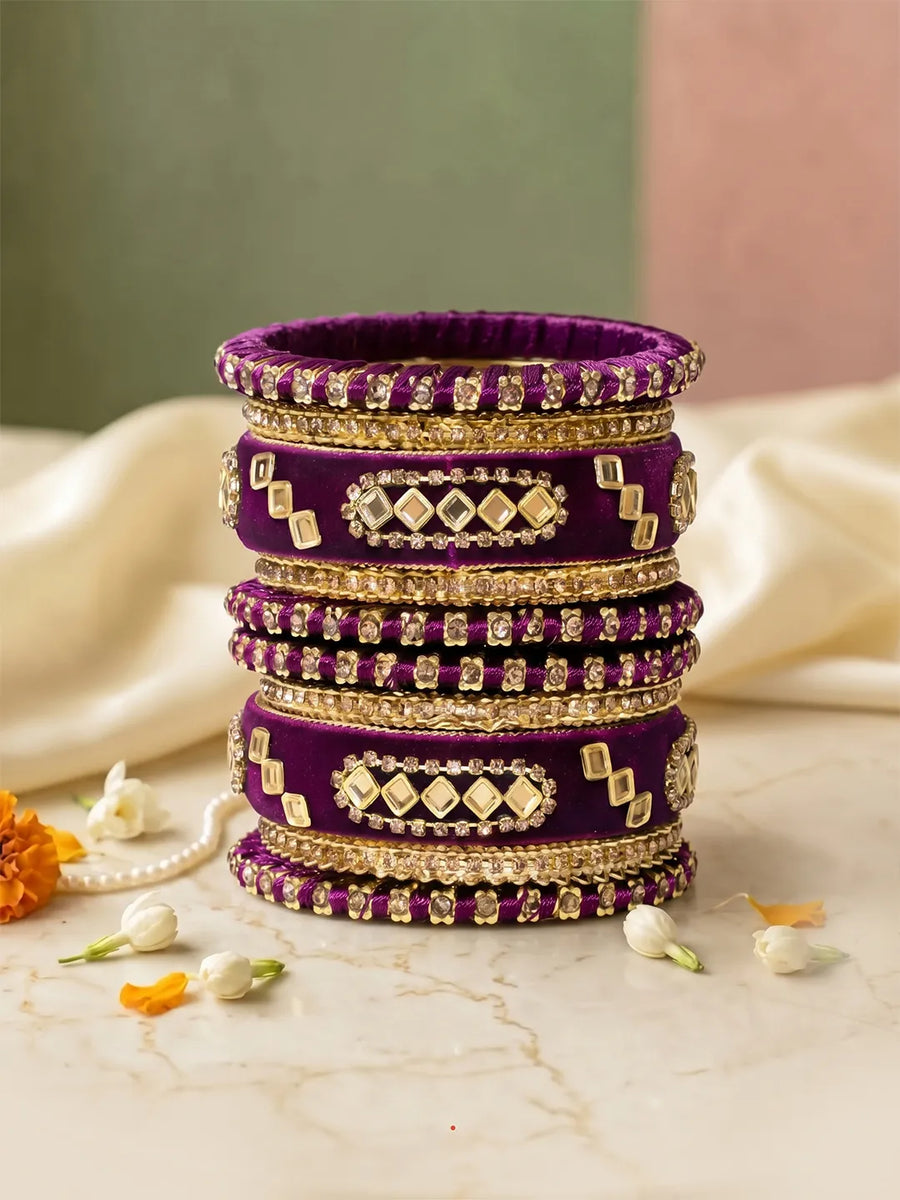 Gold Plated Pink Crystal Heritage Bangle Set