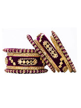 Gold Plated Pink Crystal Heritage Bangle Set