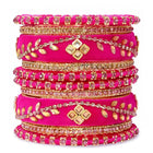 Gold Plated Ruby Crystal Regal Bangle Set