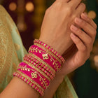 Gold Plated Ruby Crystal Regal Bangle Set