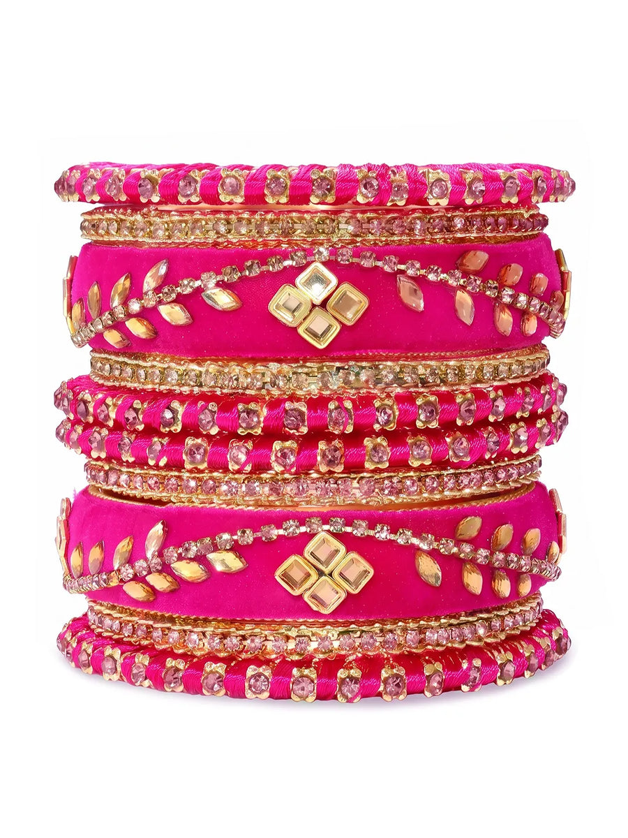 Gold Plated Ruby Crystal Regal Bangle Set