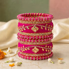 Gold Plated Ruby Crystal Regal Bangle Set