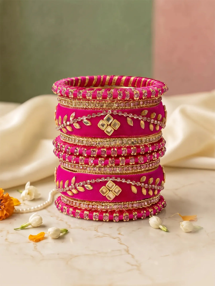 Gold Plated Ruby Crystal Regal Bangle Set