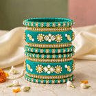 Gold Plated Green Crystal Festive Bangle Set